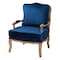 Baxton Studio Jules Traditional Navy Blue Fabric and French Oak Brown Finished Wood Accent Chair 233-13260-ZORO - alternate 1